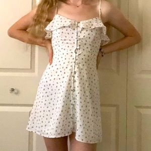 yellow flower white floral dress